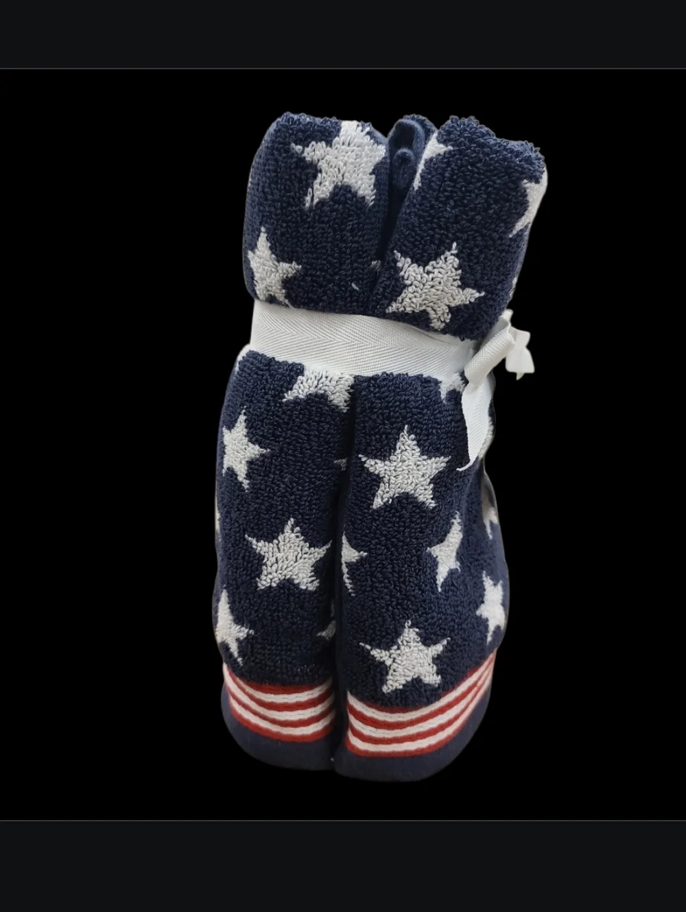 2pc Brooks Brothers Patriotic July 4th Stars Stripes Hand Towel Set NEW